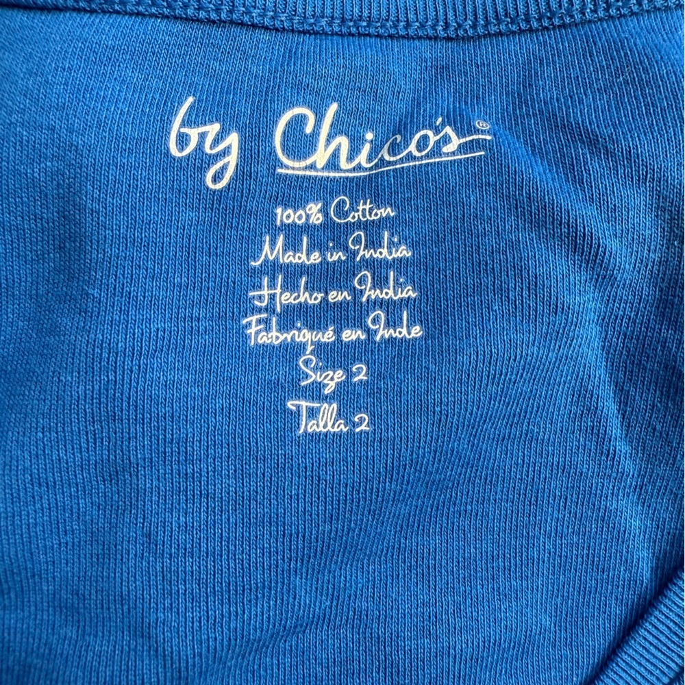 BUNDLE OF 2 Chico's Blue and Pink Short Sleeve Tees | Size 2 (L/12) - Picture 2 of 7